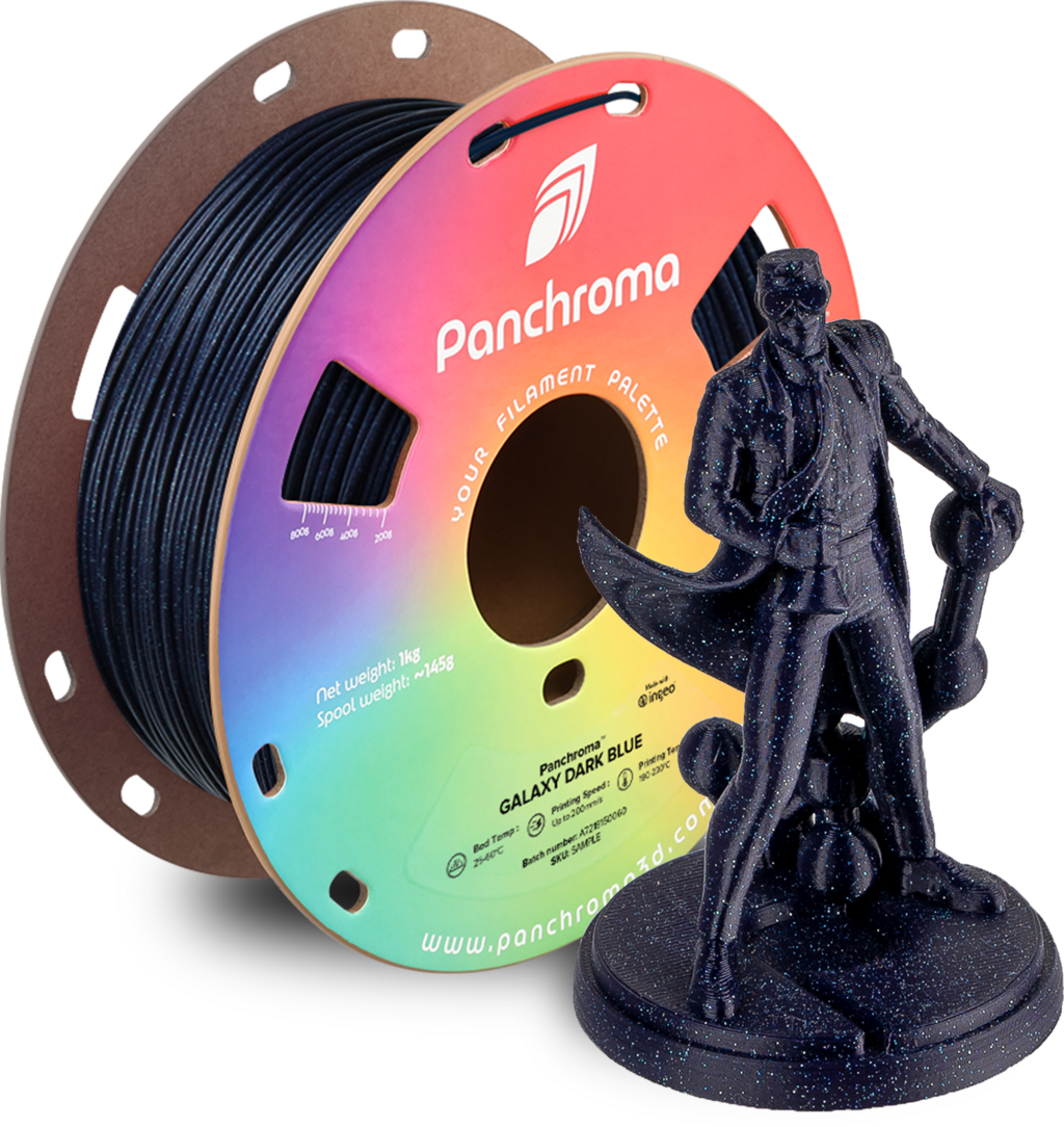 Polymaker  Panchroma™ PLA Galaxy Dark Blue, 1,75 mm / 1000 g    Funkelnder Charme der Galaxie in Dunkelblau