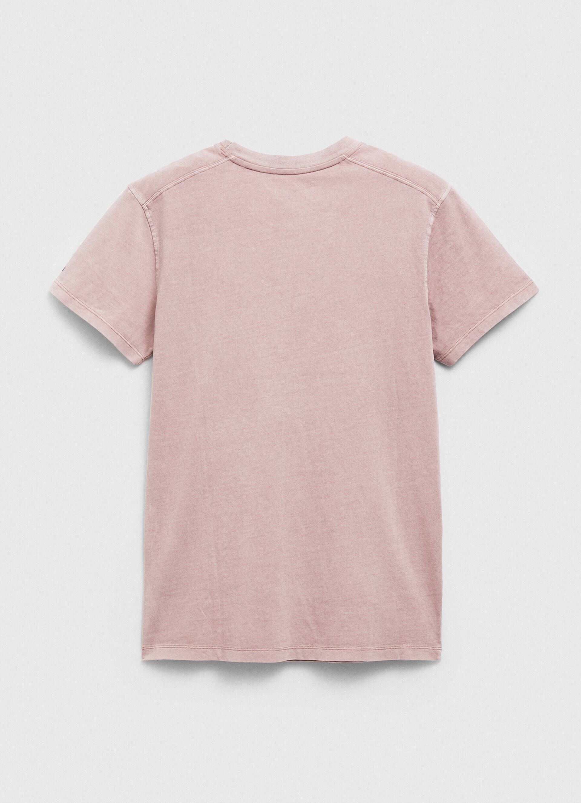 Camiseta de algodão lavada e tingida - rosa claro