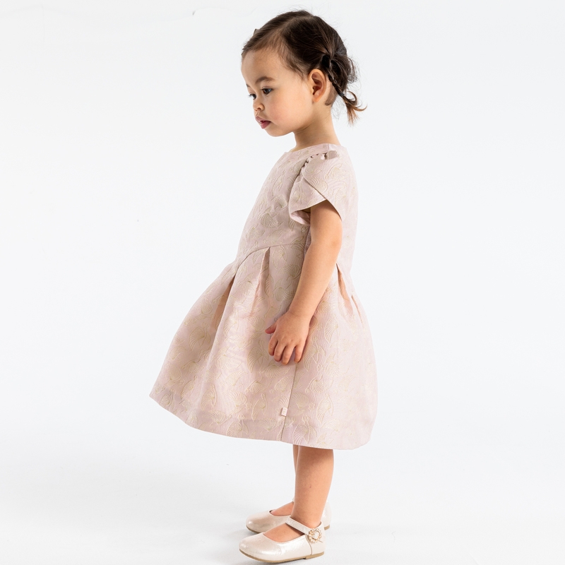 Robe de fête oiseaux brodés rose bébé fille