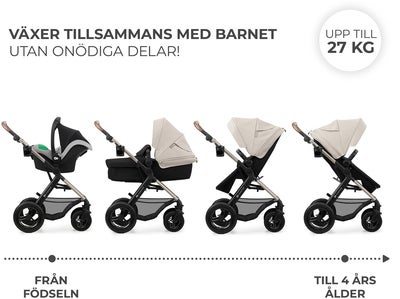 Kinderkraft MOOV 2 Air 3-in-1 Kombivogn, Moonlight Grey