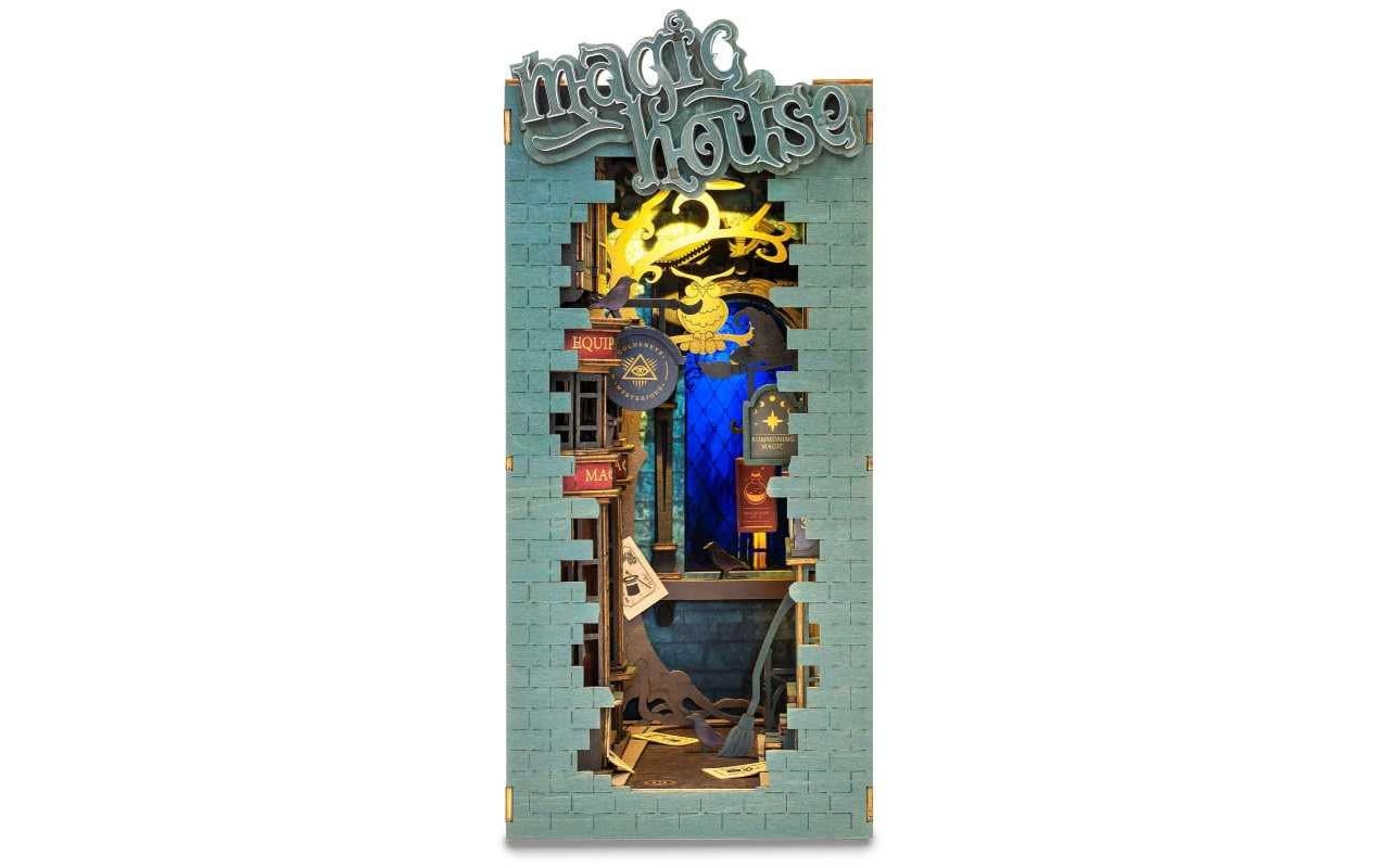 Bausatz Book Nook Magic House3D-Puzzle aus lasergeschnittenen Holzteilen