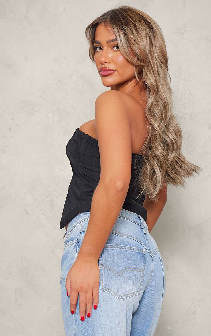 Noir Bandeau Ajusté Tissé À Ourlet Asymétrique