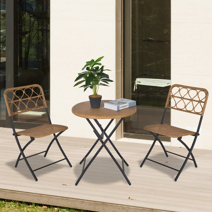 Outsunny 3-teilige Sitzgruppe faltbar natur