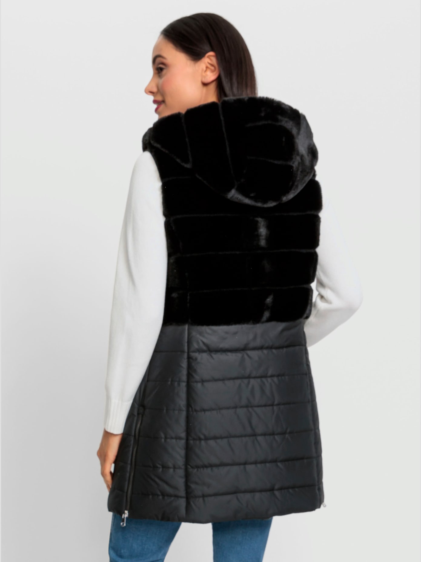 Gilet matelassé mélange de matières tendance