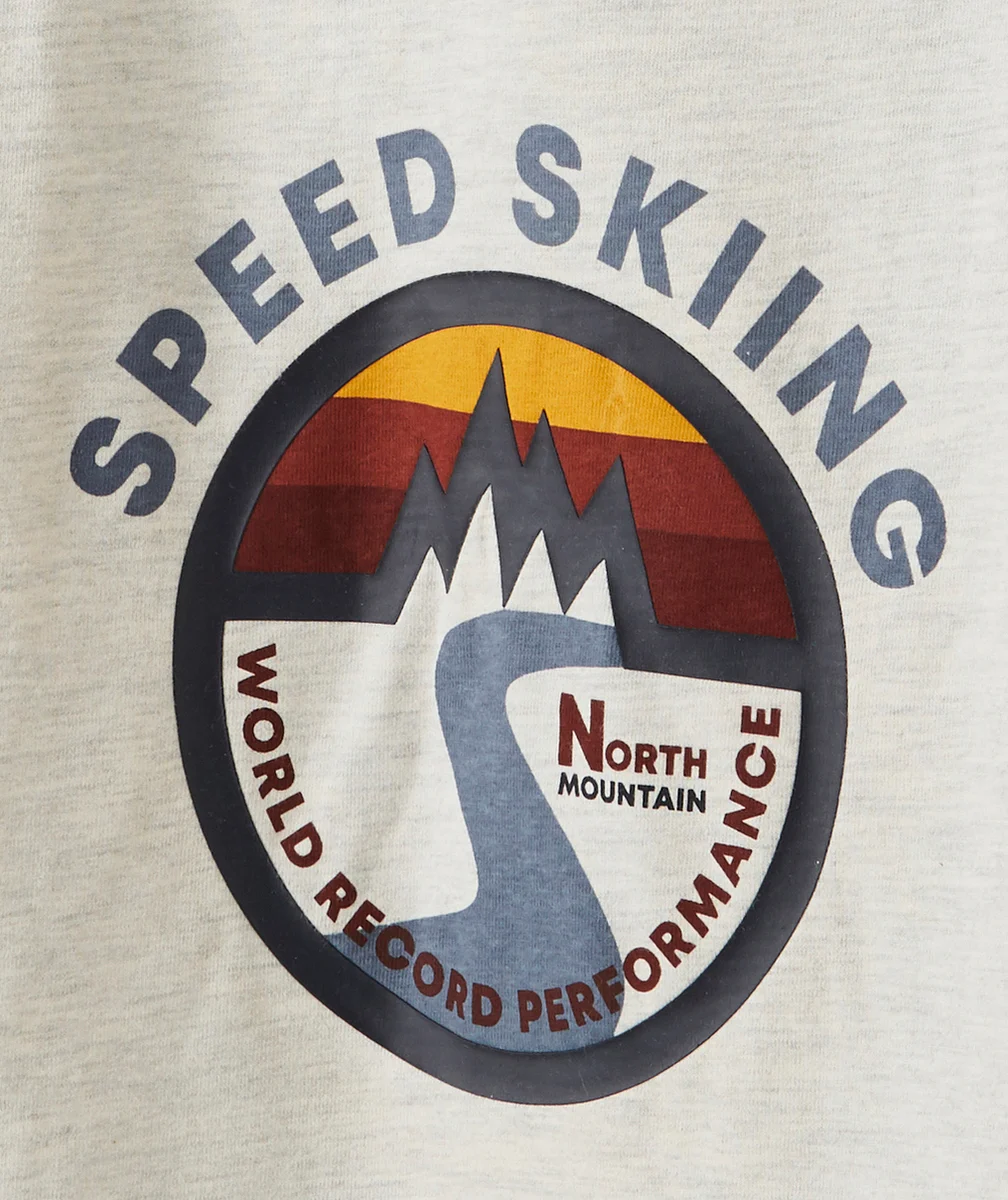 T-SHIRT GARÇON EN COTON BIO À CAPUCHE AVEC MOTIF MONTAGNE