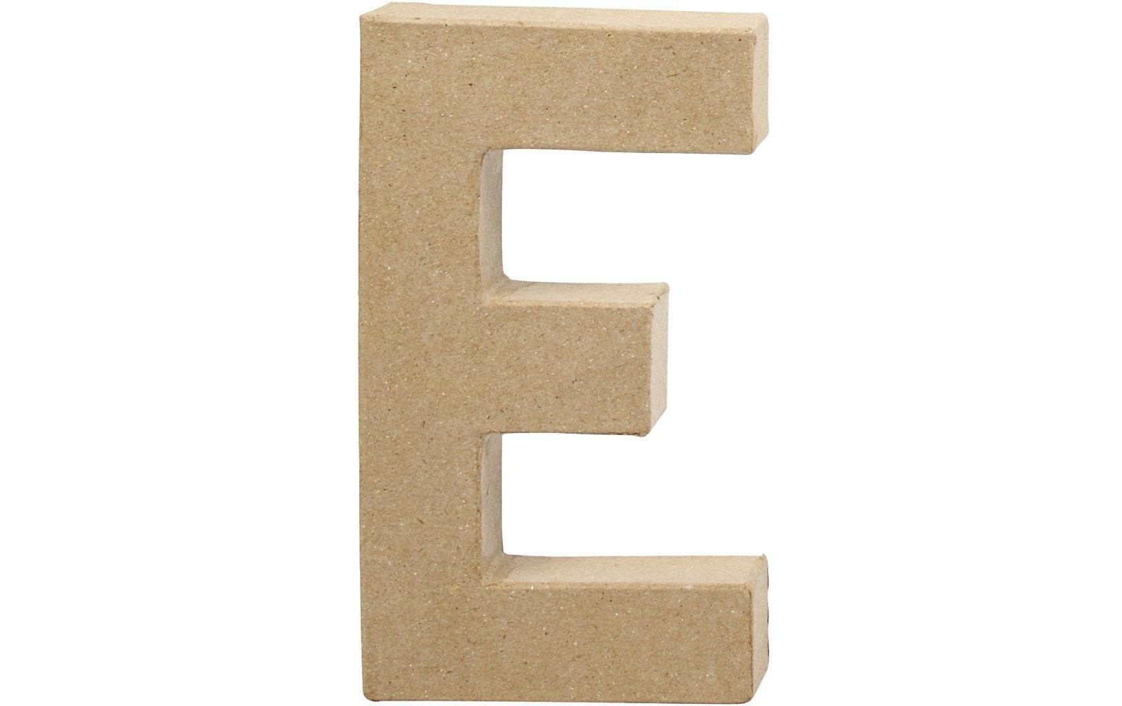 Papp-Buchstabe E 20.2 cmHandgearbeiteter Buchstabe aus Pappmaché