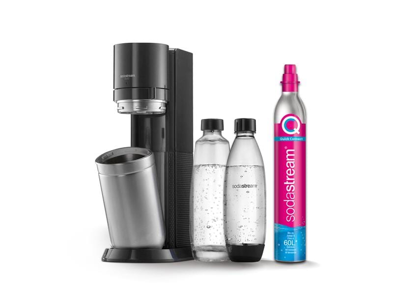 Sodastream Wassersprudler DUO Schwarz/Silber Design-Wassersprudler-Set mit 2 Flaschen
