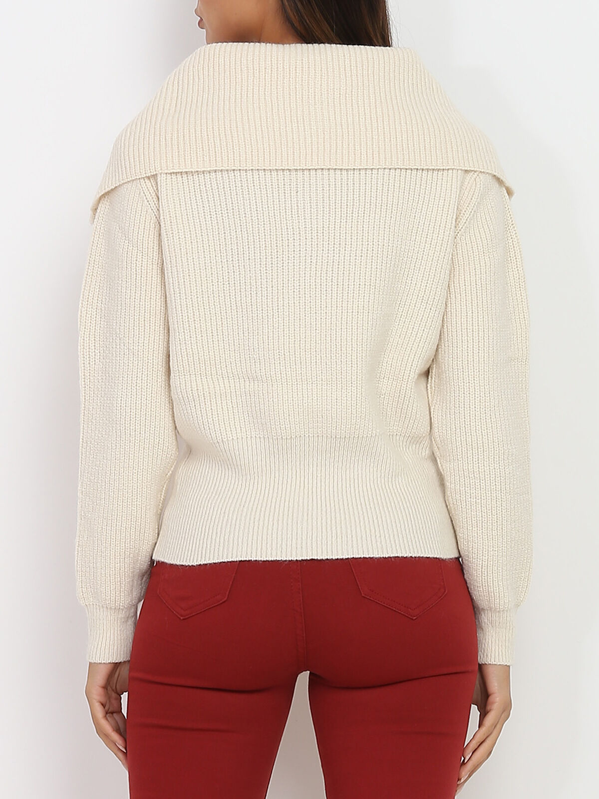 Pull à col camionneur- Beige