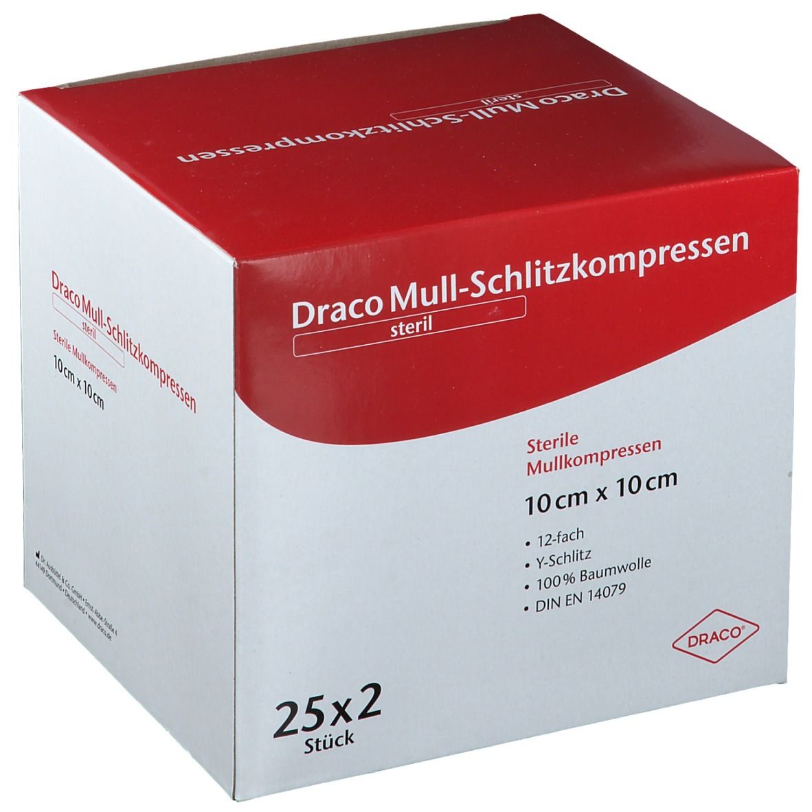 Draco Mull-Schlitzkompressen 12fach 10 x 10 cm steril