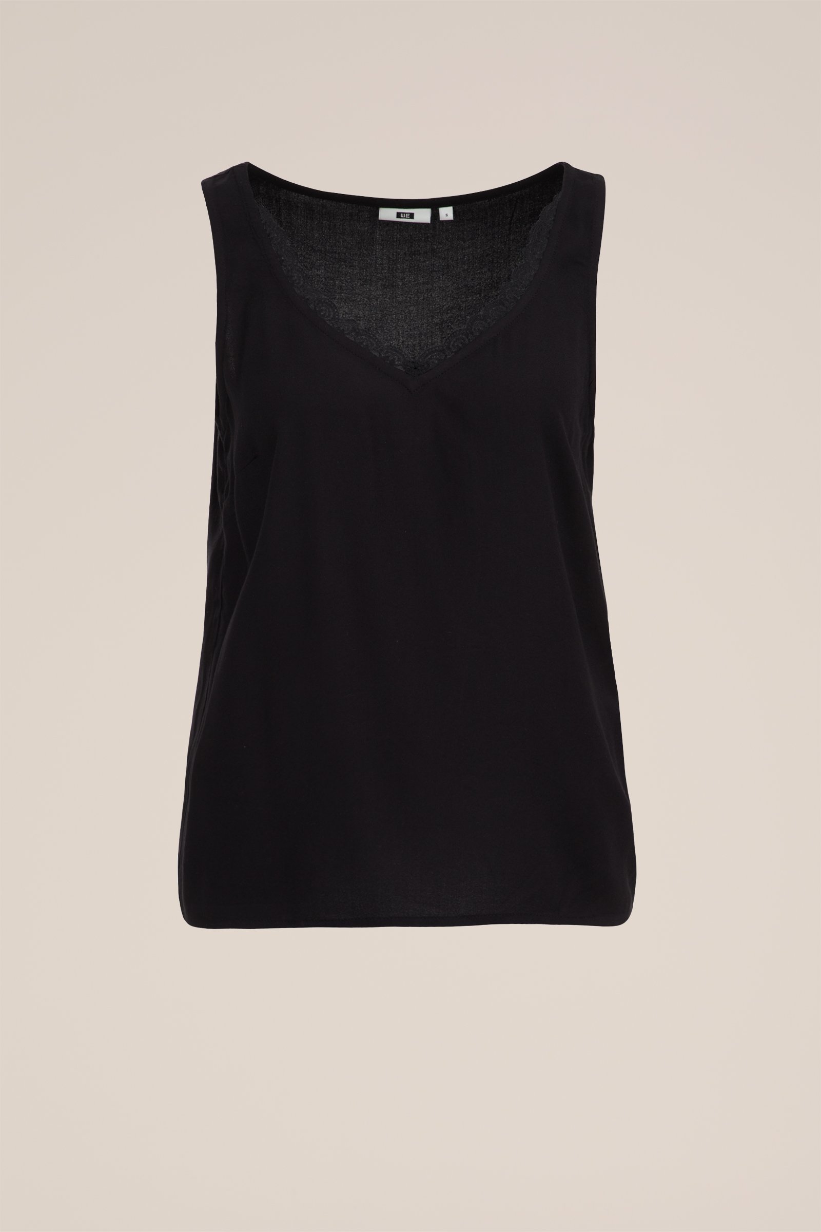 mouweloze top met kant WE Fashion Zwart
