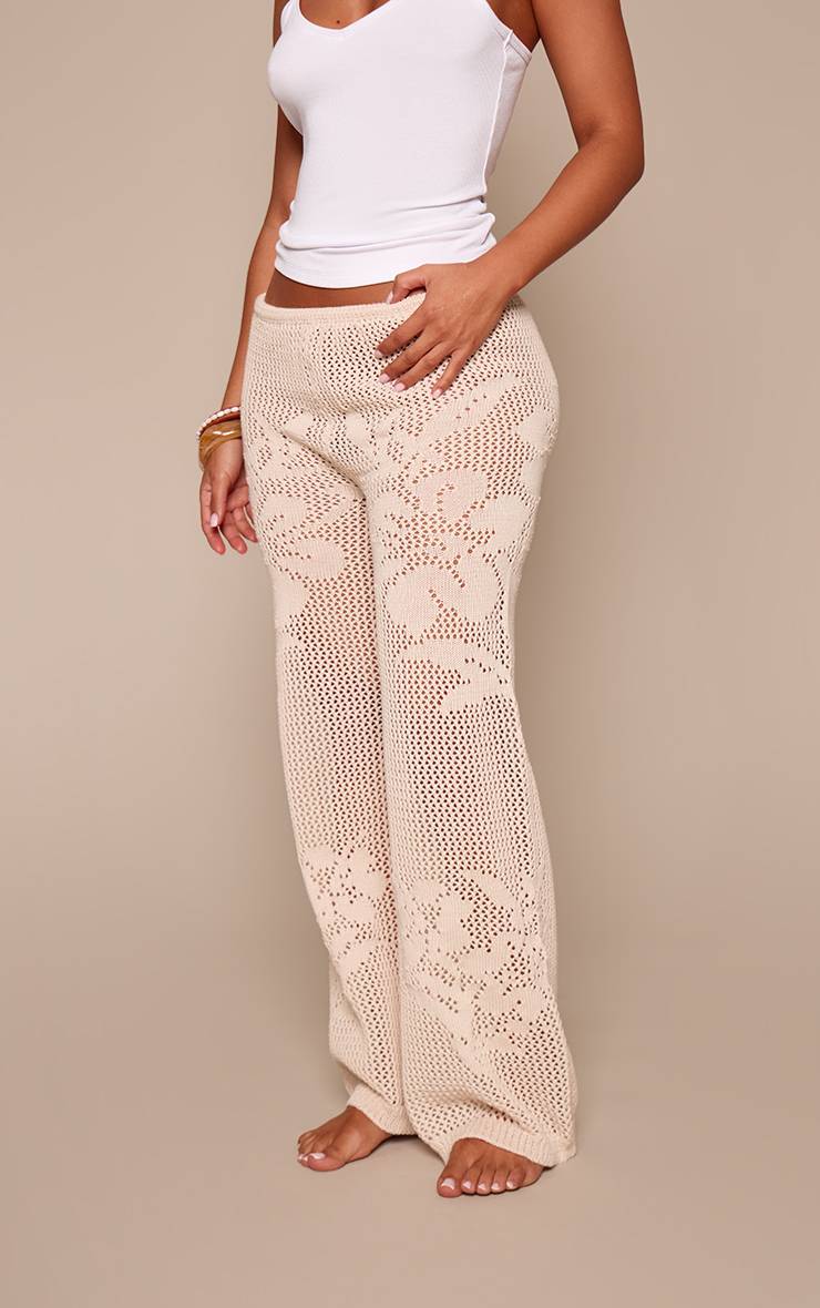 Gris Pierre Pantalon Large À Taille Basse Imprimé Fleuri Petite