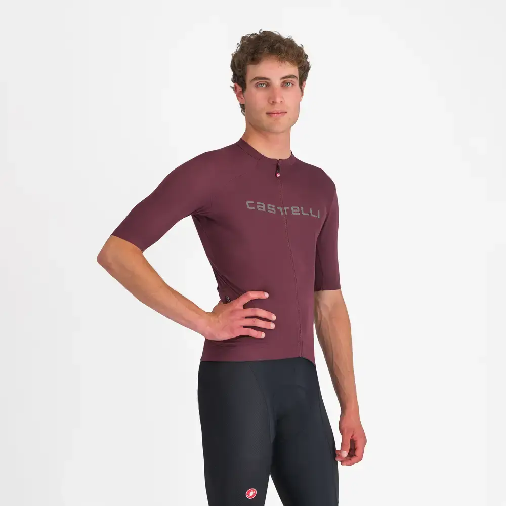 Castelli Prologo Lite Fietsshirt Korte Mouwen Donkerrood/Zilvergrijs Heren