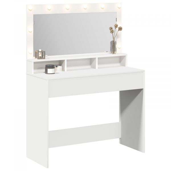 vidaXL Branco Mdf 100 x 41 x 135 cm Espelho Mesa de Toucador - 150226306