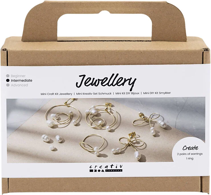 Creativ Company Mini DIY Kit Smykker, Øreringe med wire, forgyldt