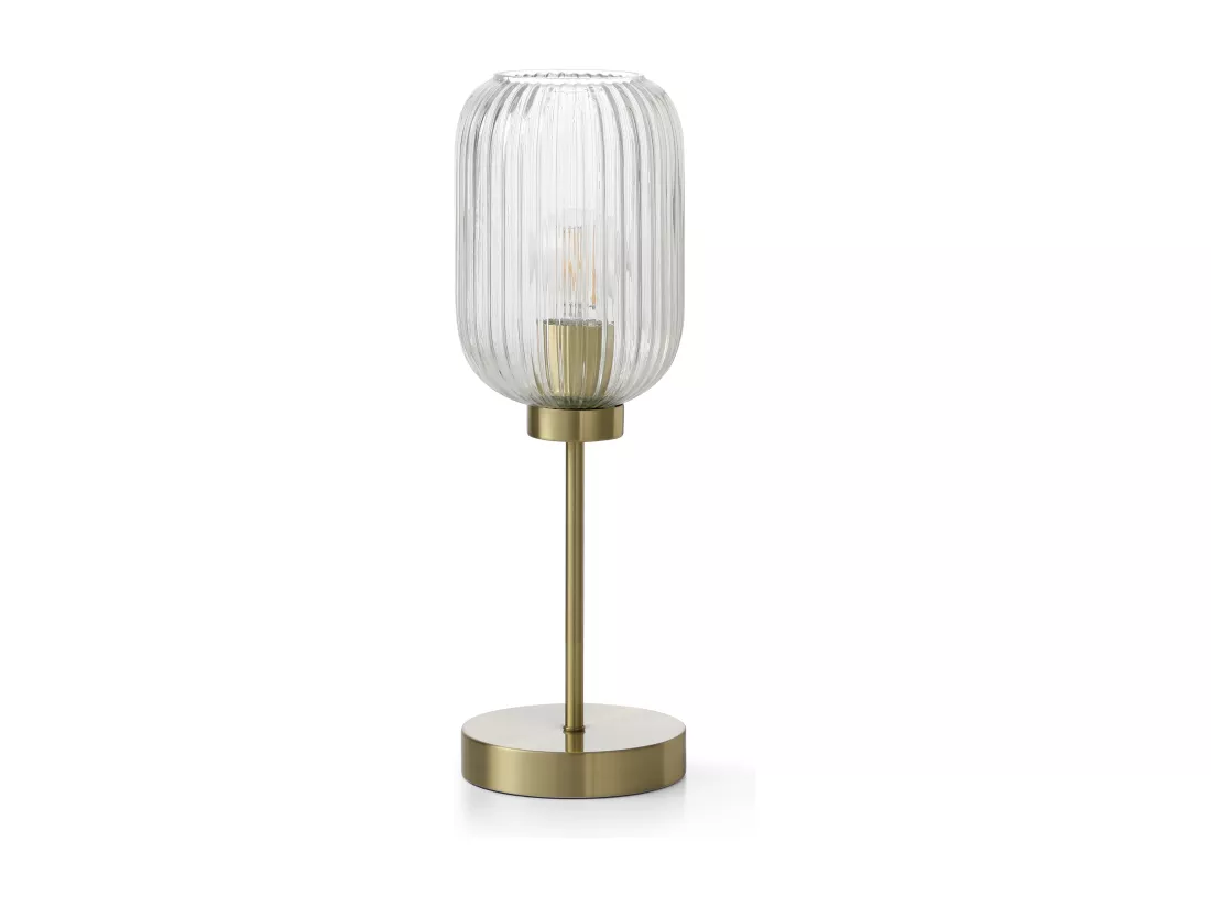 Lampe à poser vintage en métal et verre - L. 14 x P. 14 x H. 43,5 cm - Doré - LOUXOR