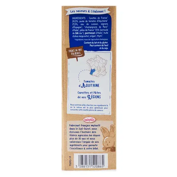 Babybio Jantar em Tigela Massa com Molho de Tomate +8m Orgânico 2 x 200g