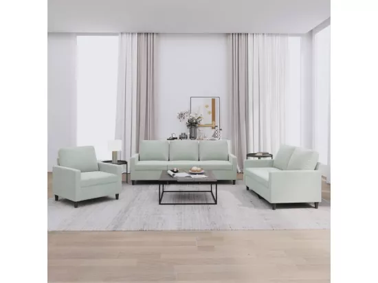 Ensemble de canapés 3 pcs avec coussins Gris clair Velours