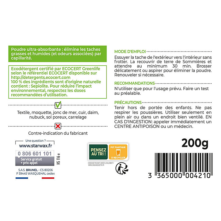 Détachant terre de Sommières Starwax 200g