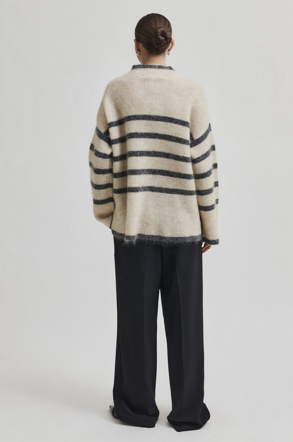 Second Female Ovalis Mohair Blend Knit T-Neck Brazilian sand grey