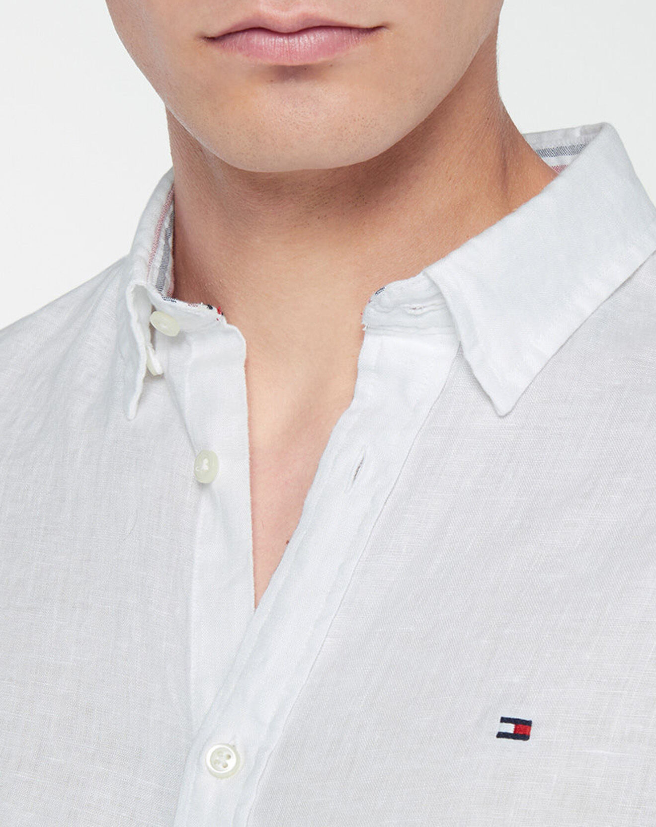 Tommy Hilfiger Chemise Slim 100% Lin blanche
