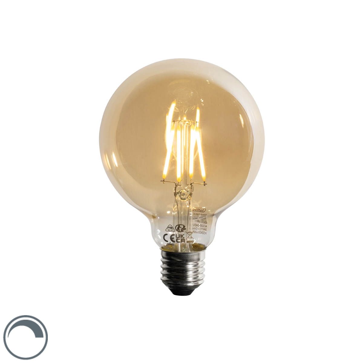 E27 3-staps dimbaar LED lamp goud G95 4W 450 lm 2700K