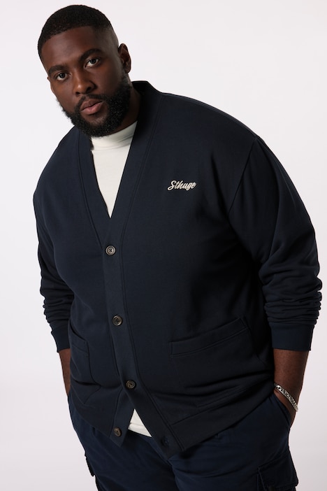 STHUGE Sweatjacke, V-Ausschnitt, Brust-Stickerei, bis 8 XL