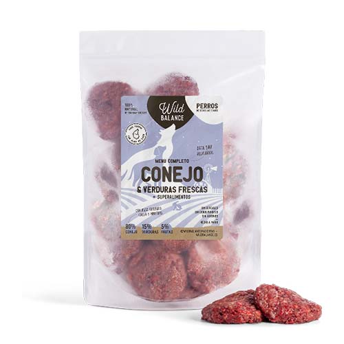 Pacote completo de dieta BARF para cães, sabor coelho.