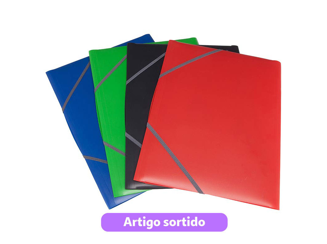 CAPA COM ELÁSTICOS POLEGAR EM PLÁSTICO A4 CORES SORTIDAS