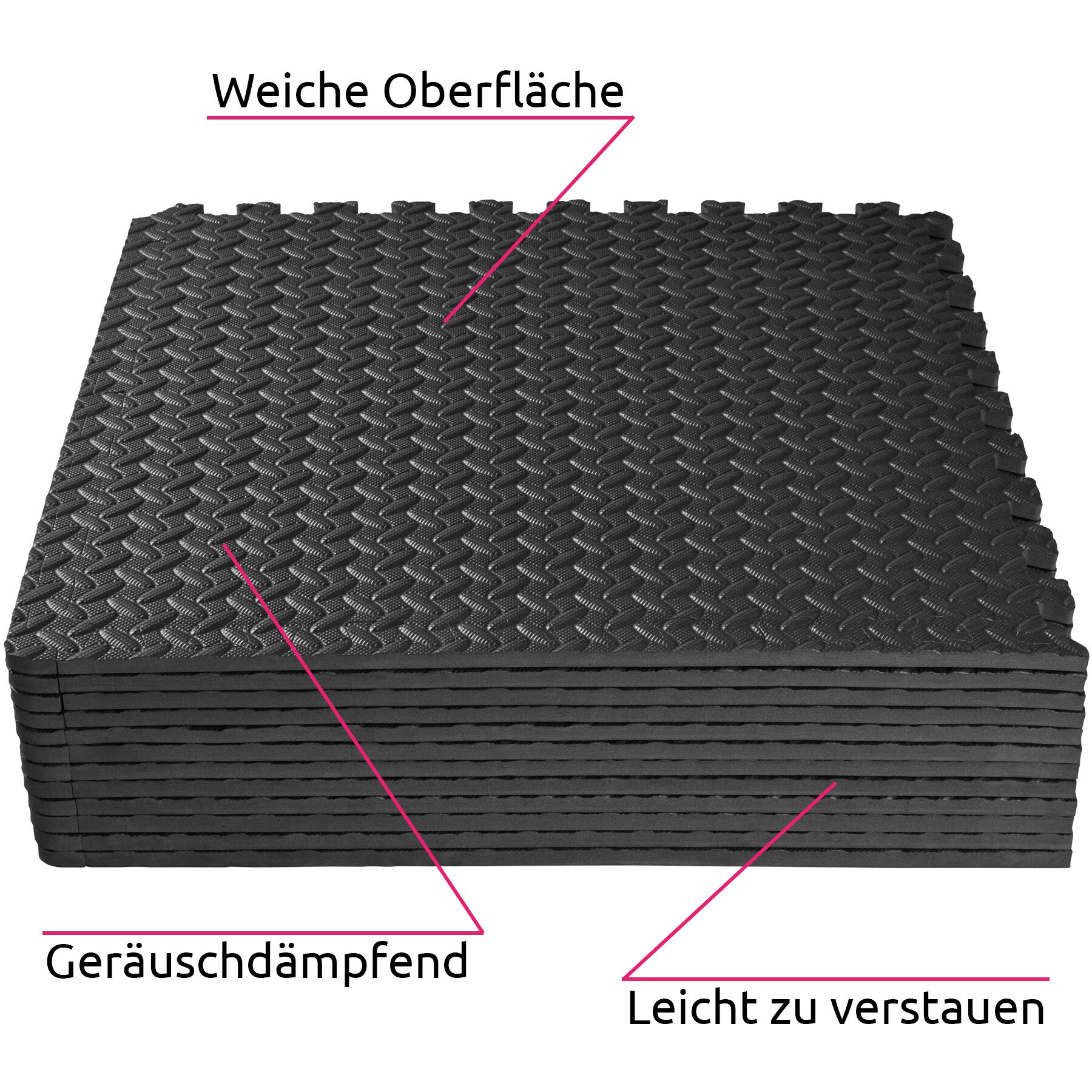 tectake® Schutzmattenset, 12-teilig mit 24 Randstücken, weich und rutschfest, leichte Reinigung und flexibel erweiterbar