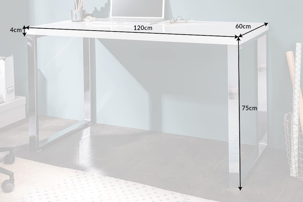 Moderner Schreibtisch WHITE DESK 120cm weiß Hochglanz Bürotisch