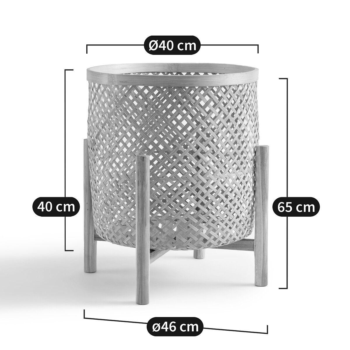 LA REDOUTE INTERIEURS<br>Vaso em bambu com suporte Ø40 cm, Bambu