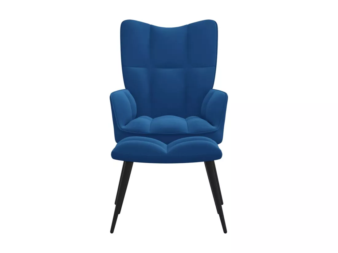 Fauteuil de relaxation avec repose-pied Bleu Velours