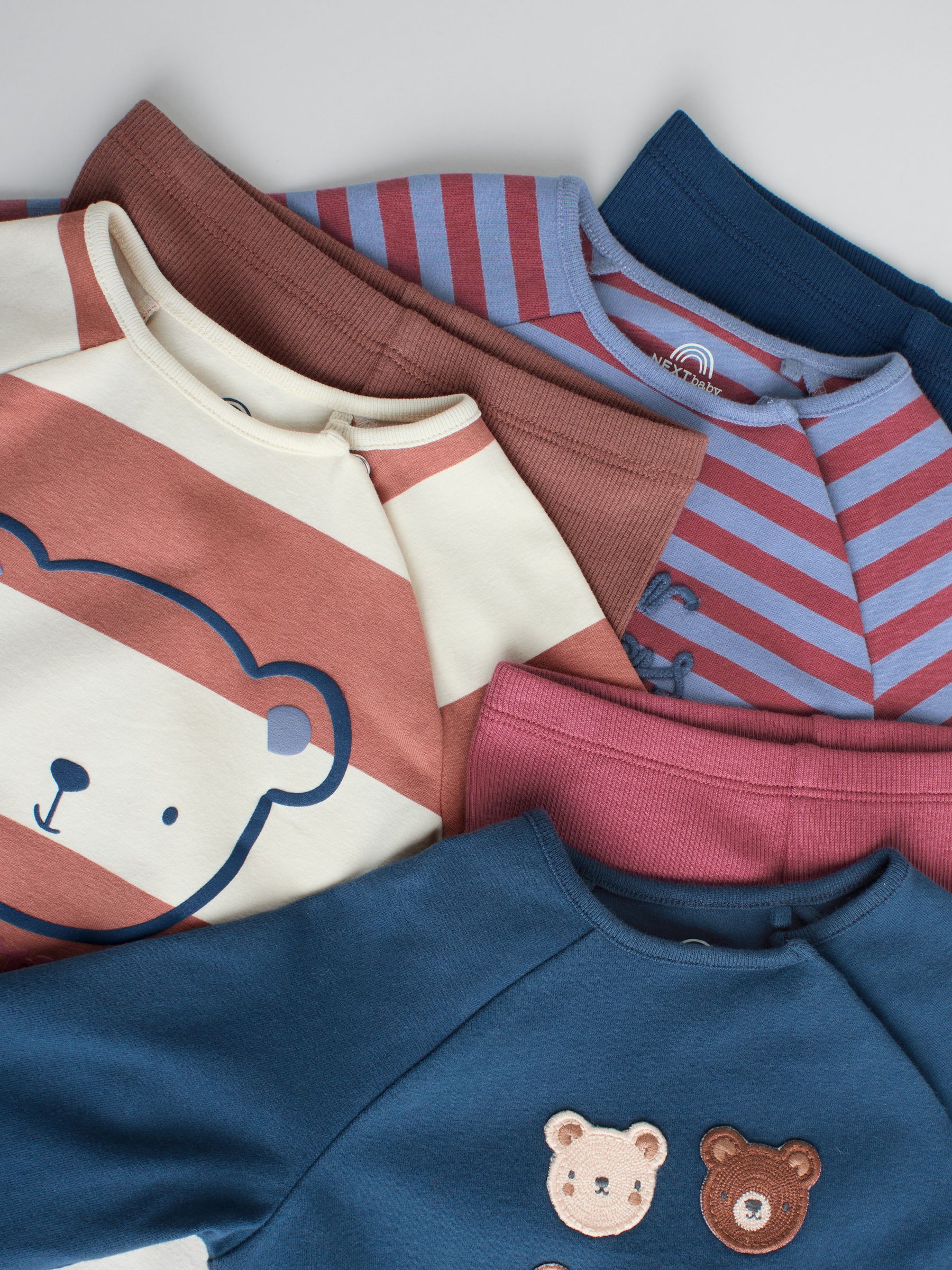Marineblauw/bruin met beer - Tops en Leggings 6 -delige babyset (0mnd-3jr)