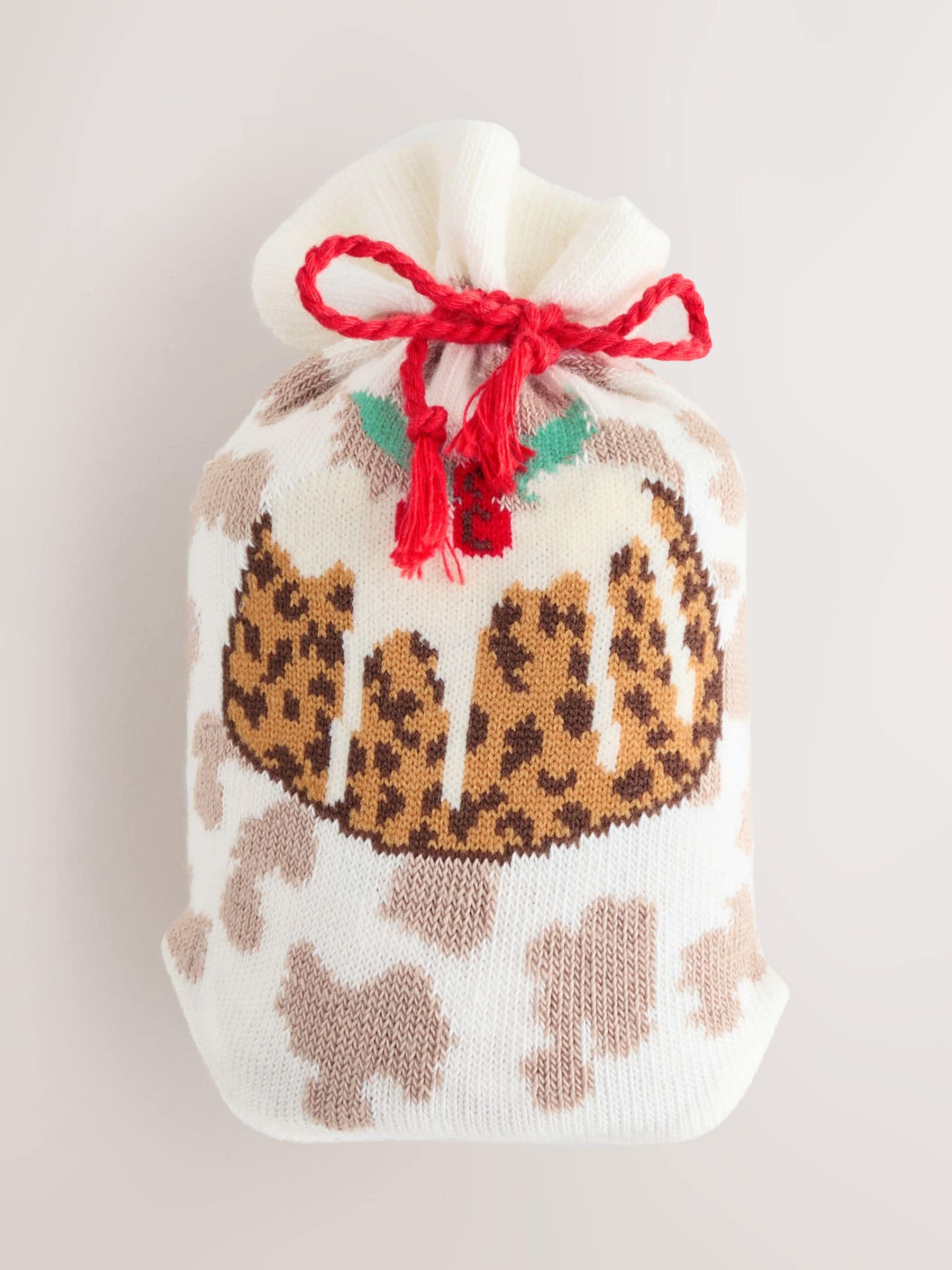 Kerstpudding met kerstluipaard - Sack Socks 1 Pack