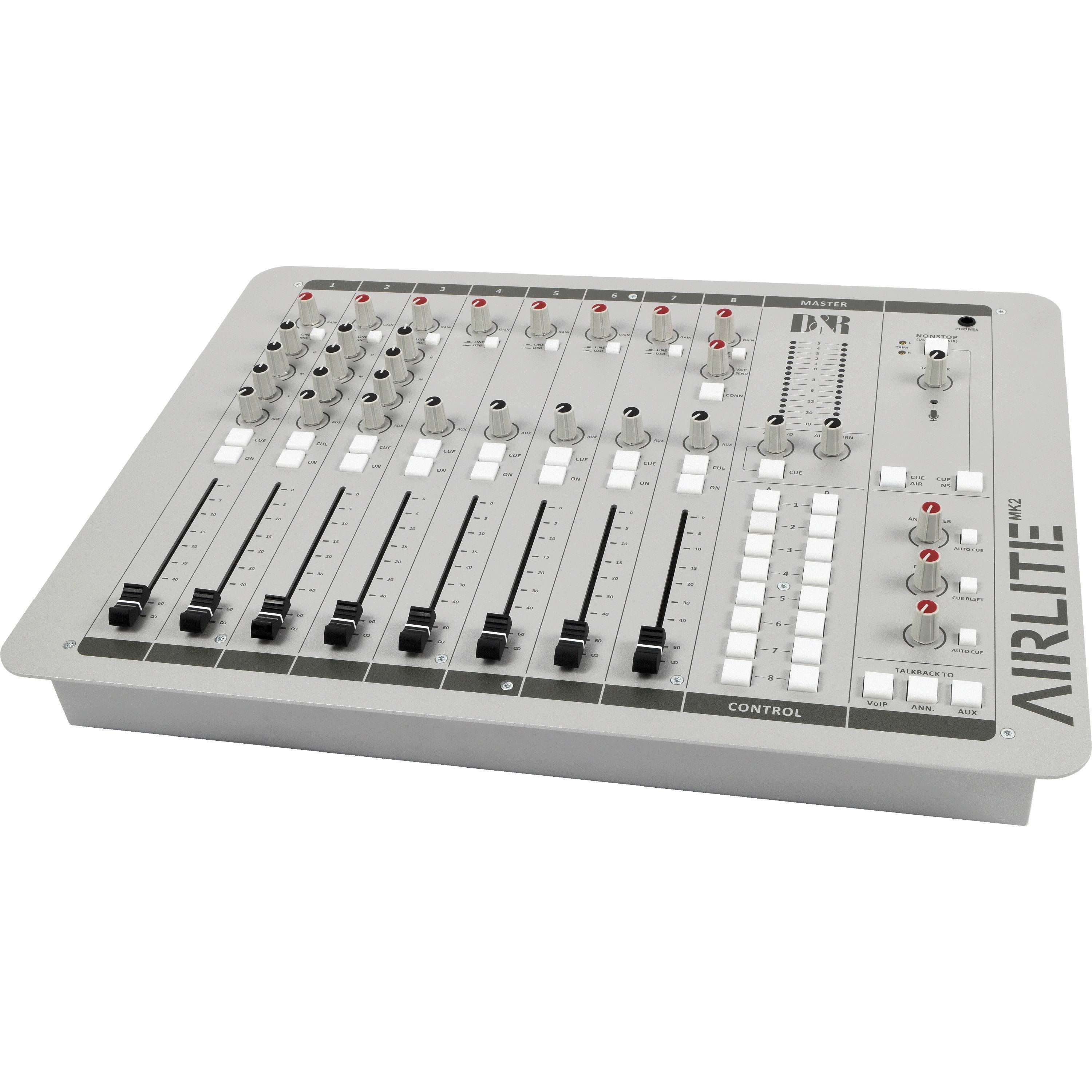 D&R Airlite-USB MK2 8-kanaals Radio On-Air mengpaneel 3x Mic, 4x USB, 1x VoIP