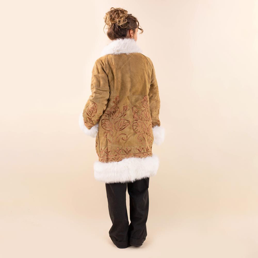 Afghan coat Farid bruin embroidery