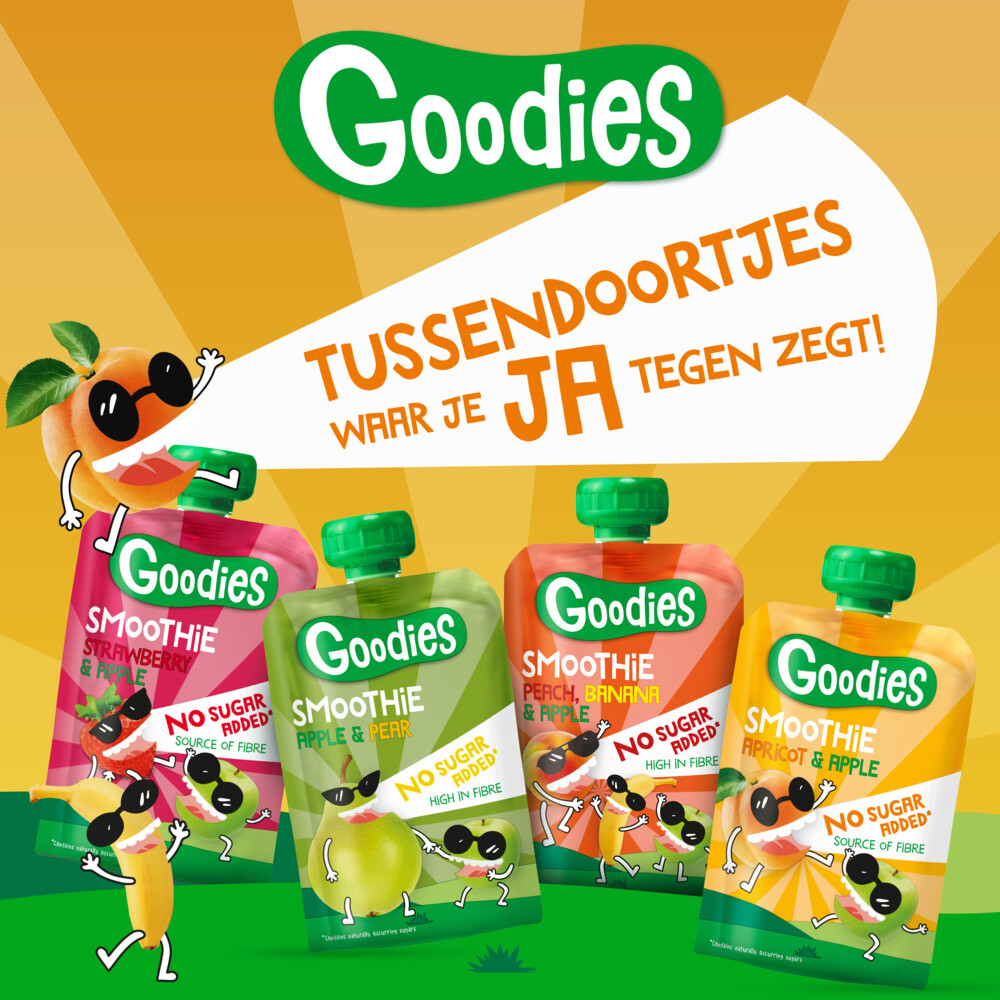 6x Goodies Knijpfruit SmoothiePerzik, Banaan & Appel100 gr