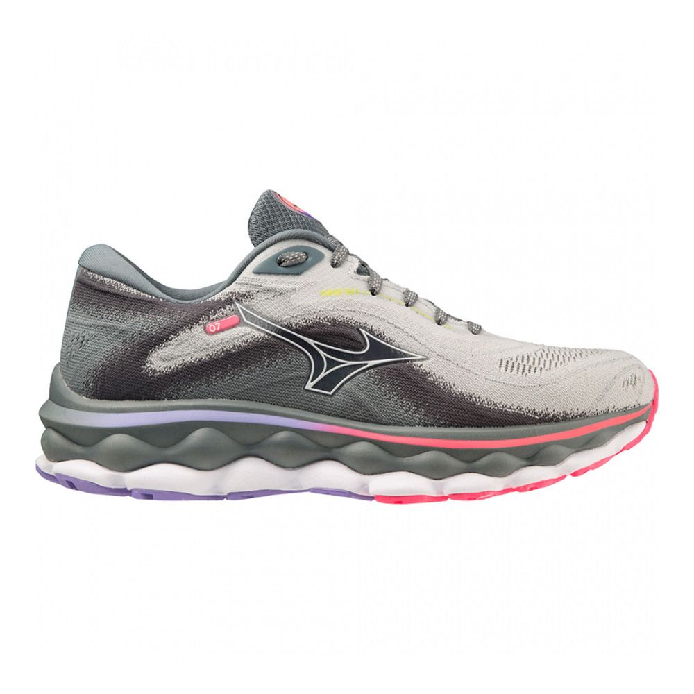 Mizuno WAVE SKY 7 - Chaussures running Femme pearl blue/white/high-vispink