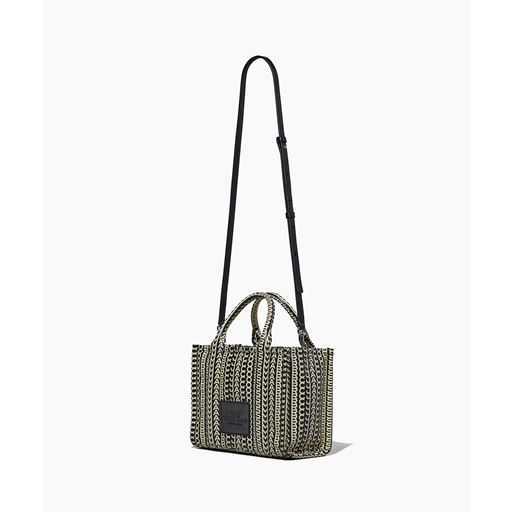 Marc Jacobs The Monogram Leather Mini Tote Bag, Sort/Hvid