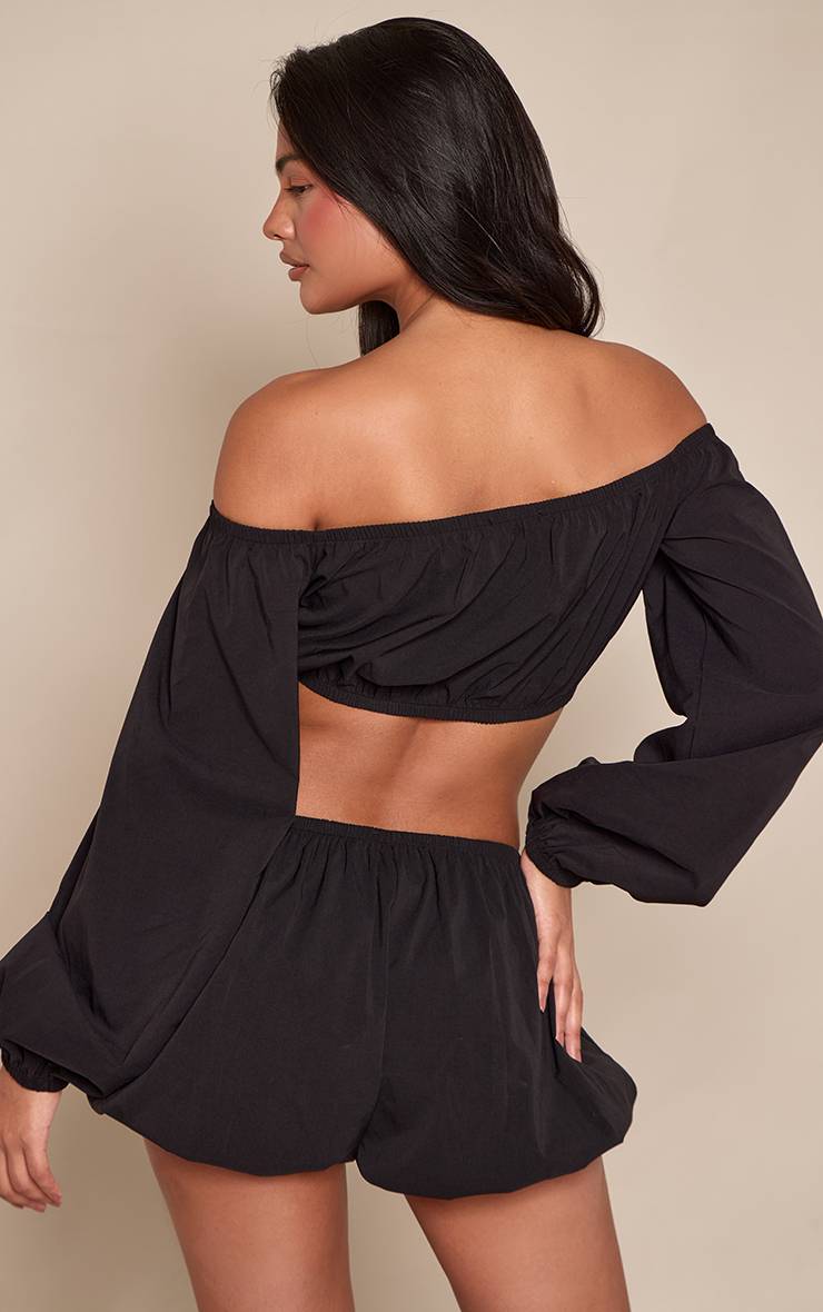 Noir Ensemble Coordonné Short Bouffant Tissé