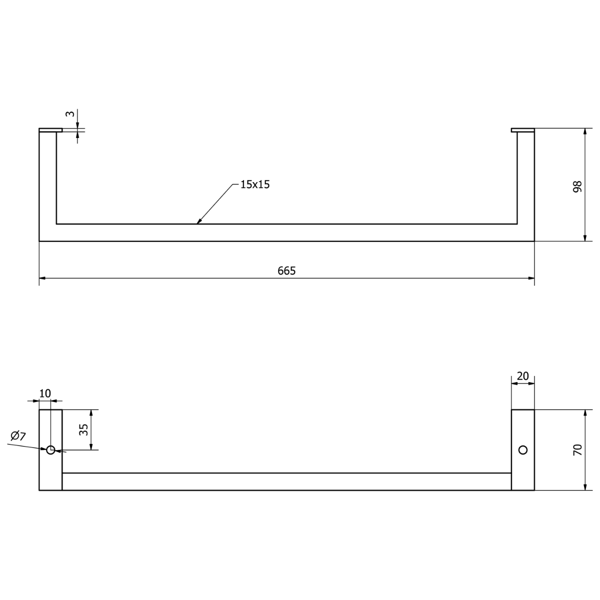 Sapho Hang handdoekhouder voor wastafel mat zwart 66cm