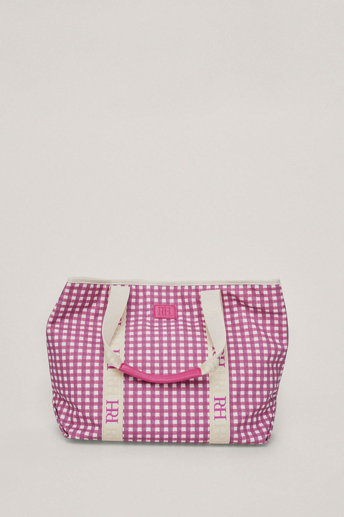 Sacola de compras com alças e estampa do logotipo - Rosa