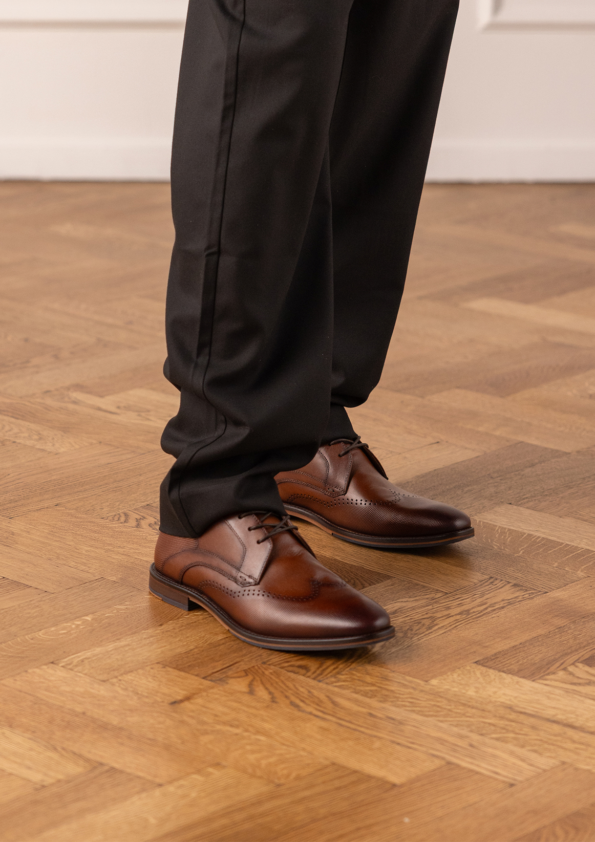 Cognac leren veterschoenen