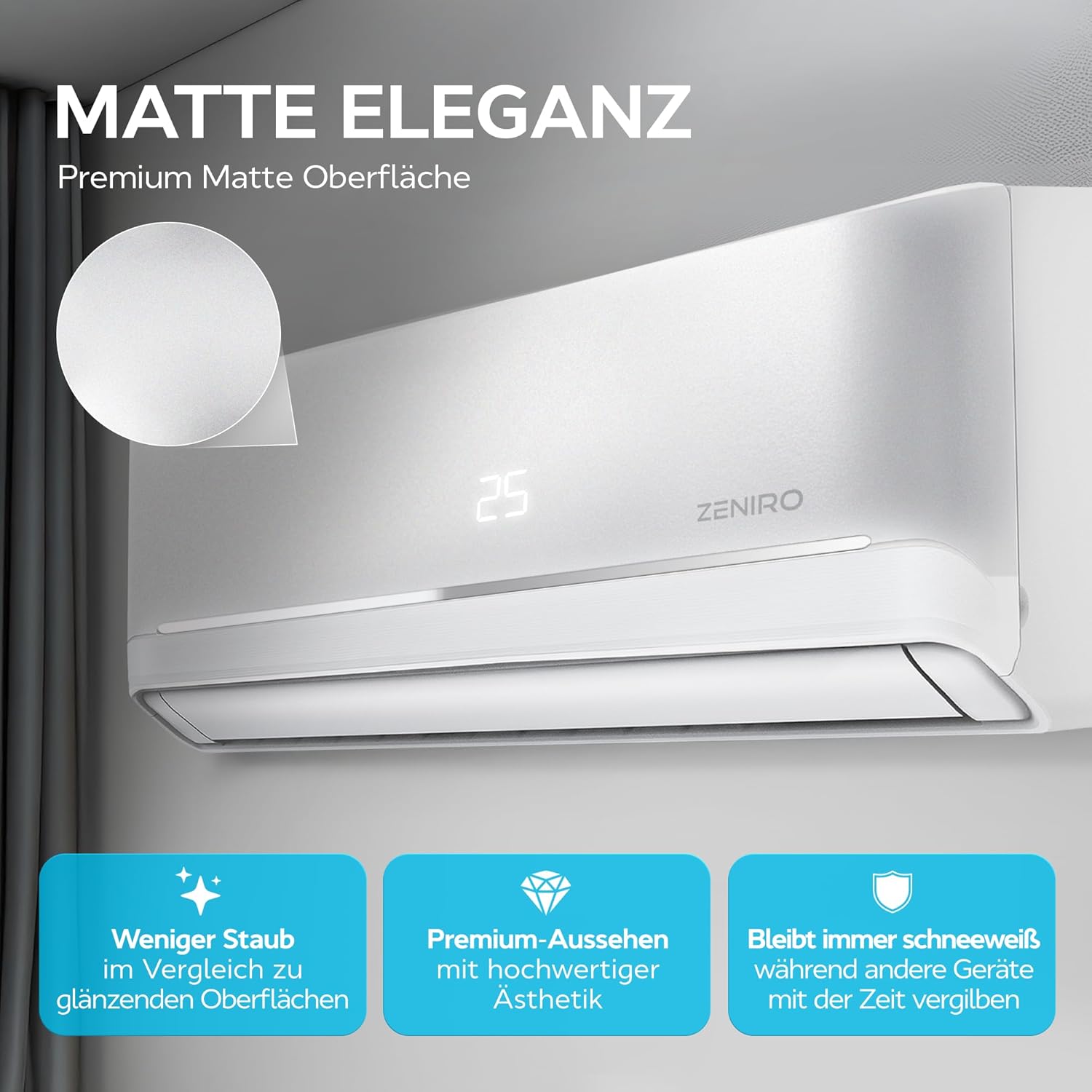 Split Klimaanlage Klimagerät Set Air Conditioner mit Heizfunktion 12000 BTU 3,5kW A++ WiFi/App-Steuerung 4D AirFlow Auto Reinigung inkl. Montagematerial Vorgefüllt R32