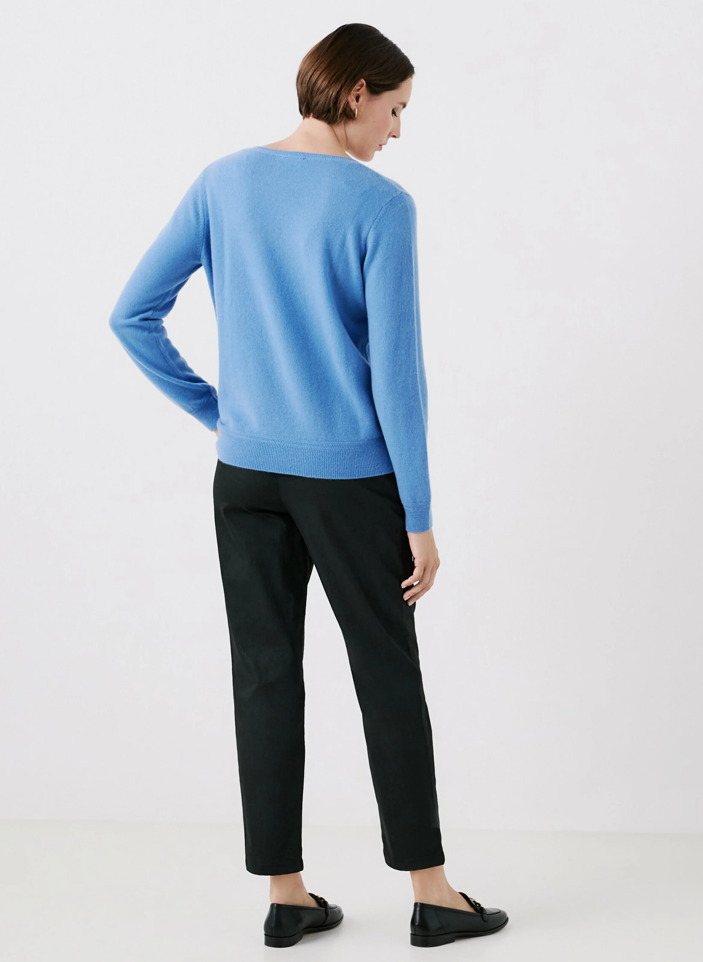 MARIANNE2 - Pull cintré col V en cachemire | Bleu