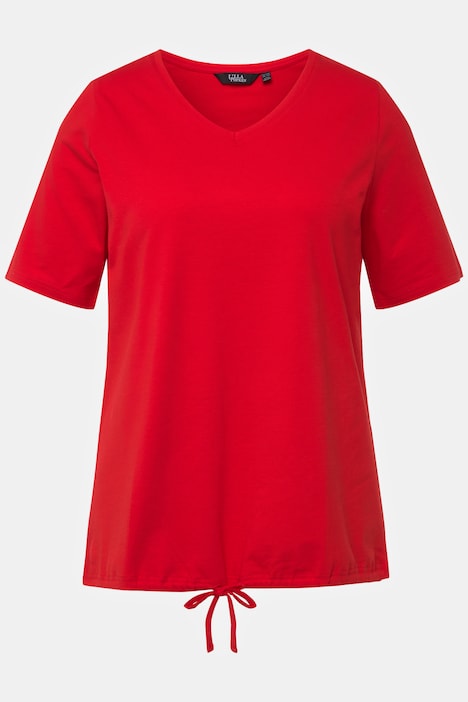 T-Shirt, Saumband, V-Ausschnitt, Halbarm