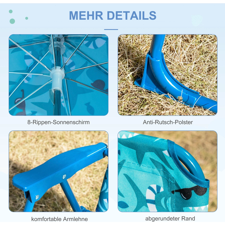 Outsunny Kinder-Campingstuhl mit Sonnenschirm blau