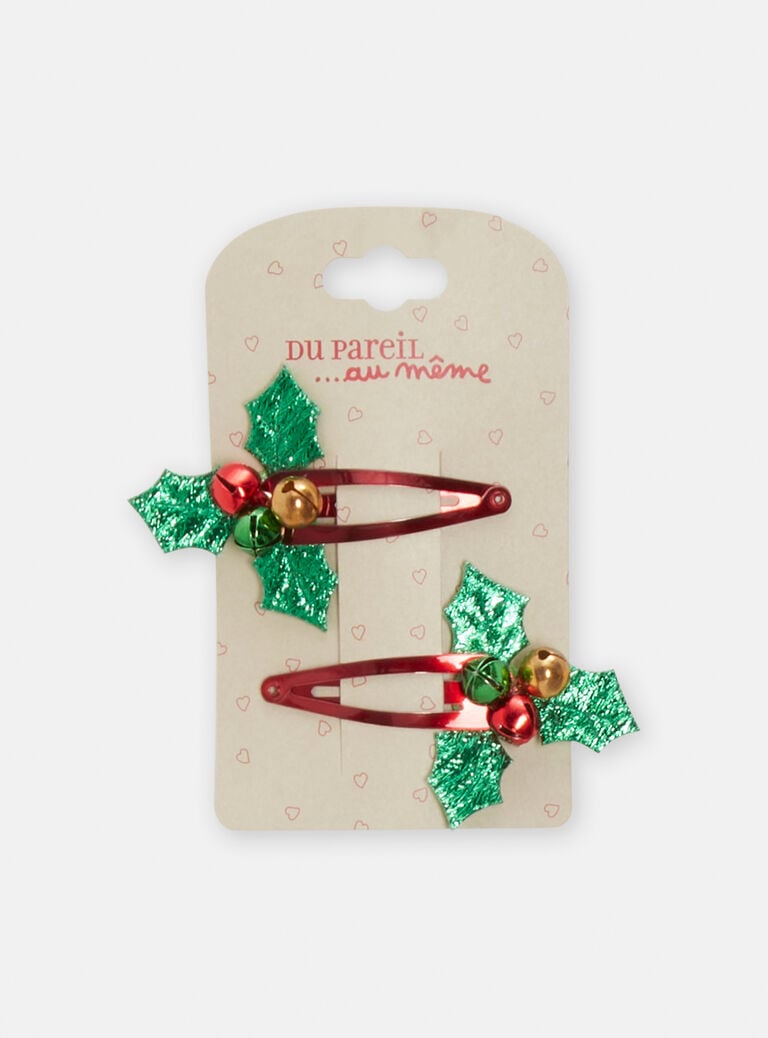 Lot de 2 barrettes clips noël pour fille