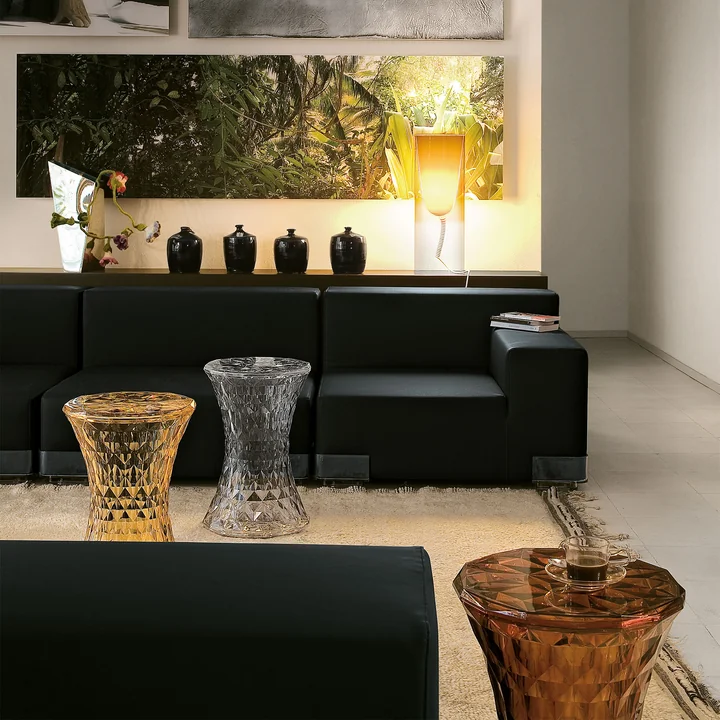Kartell - Stone Beistelltisch und Hocker, fumé