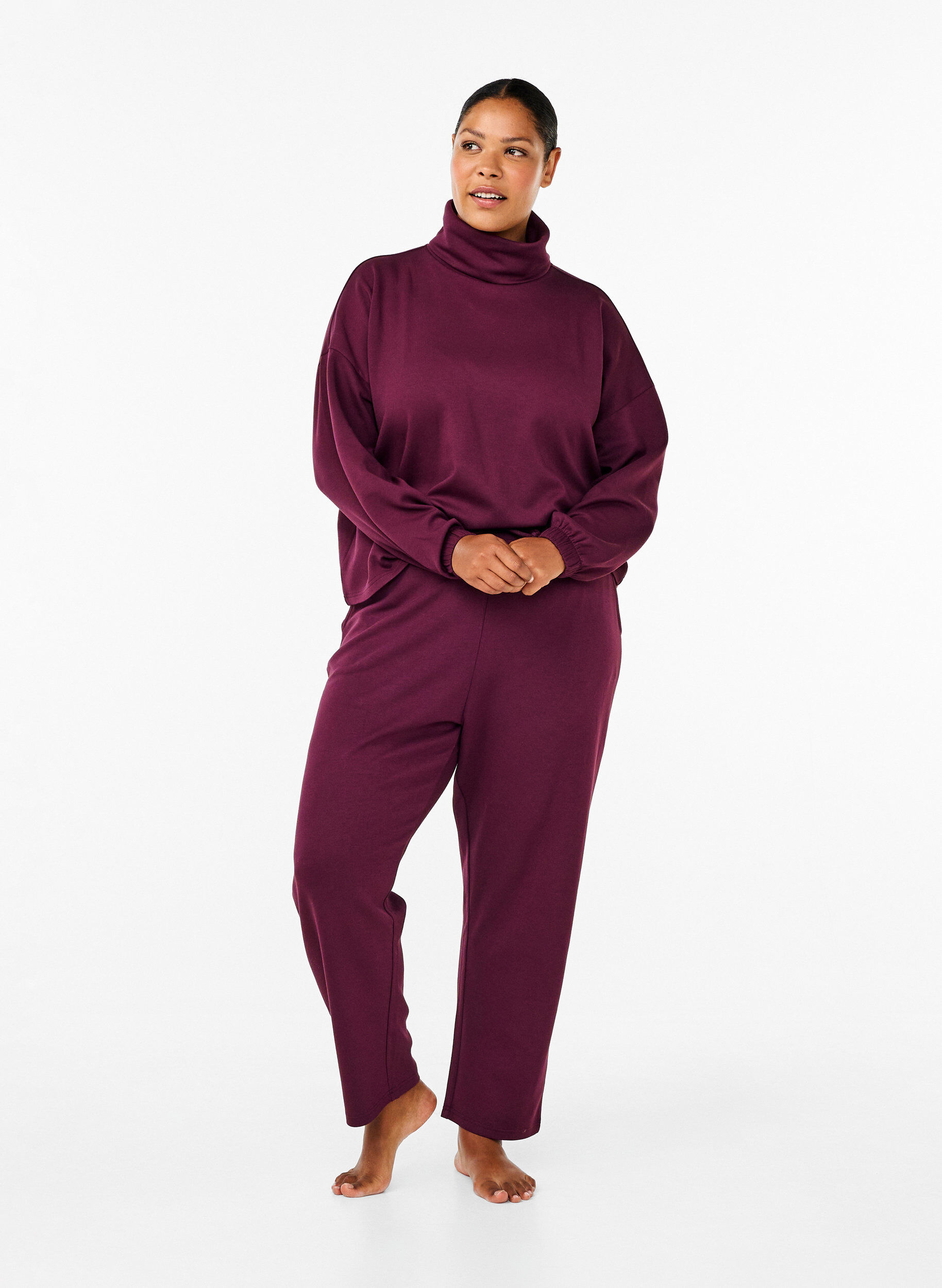 Bluse med turtleneck i modalmix